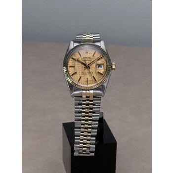 36mm • 1978 2-Tone Rolex DateJust 16013 18k Gold Bezel “Linen” Dial